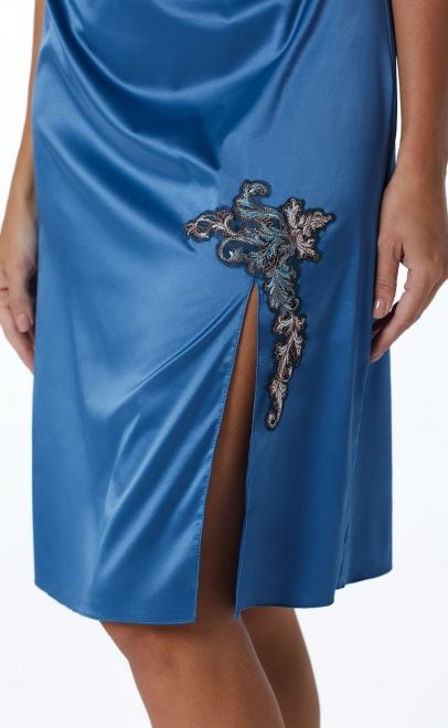 Сорочка женская с кружевом синий пепел (61884-2) фото