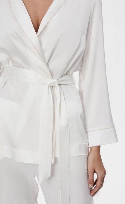 Пижама с брюками из вискозы  белая лилия (61822-1) фото
