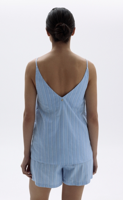 Пижама с шортами женская голубая (55494-1+55491-1) фото