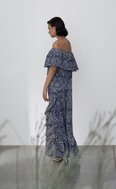 Топ женский тёмно-синий/белый (55474-3) фото