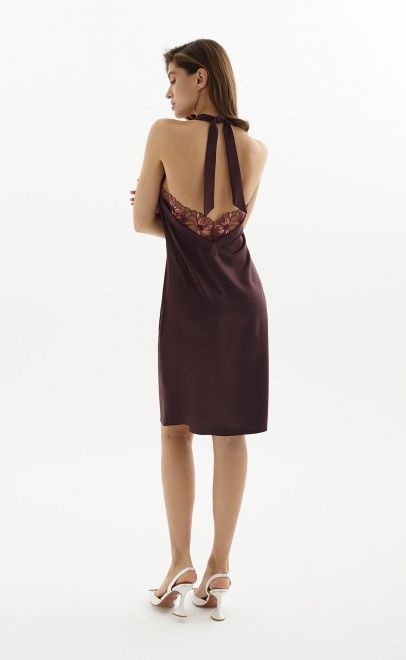Сорочка женская с кружевом темный шоколад (60576-1) фото