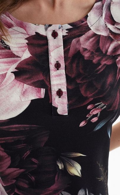 Туника домашняя из вискозы бордовые пионы (52044) фото