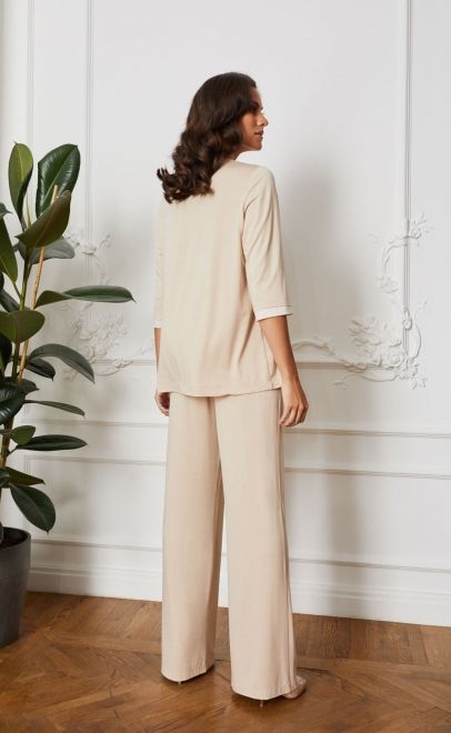 Топ пижамный с кружевом бежевый (51840-1) фото