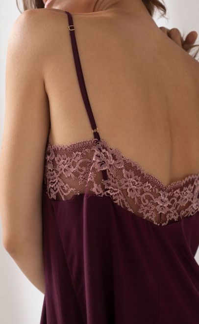 Топ пижамный с кружевом сливовый (51947-1) фото