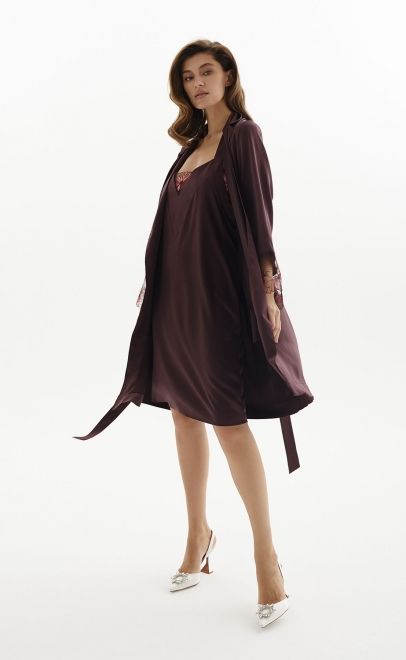 Сорочка женская с кружевом темный шоколад (60576-1) фото
