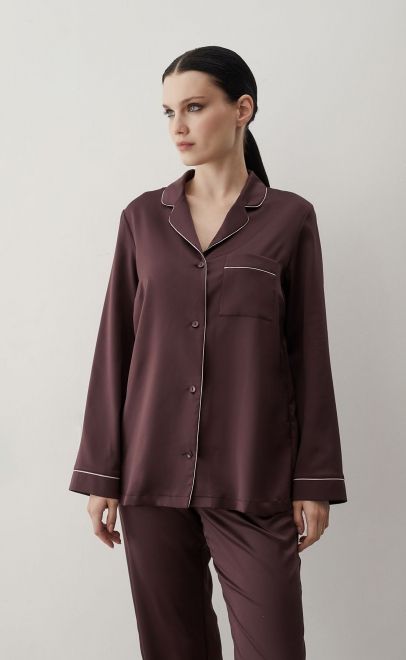 Пижама с брюками женская темный шоколад (61889-2) фото