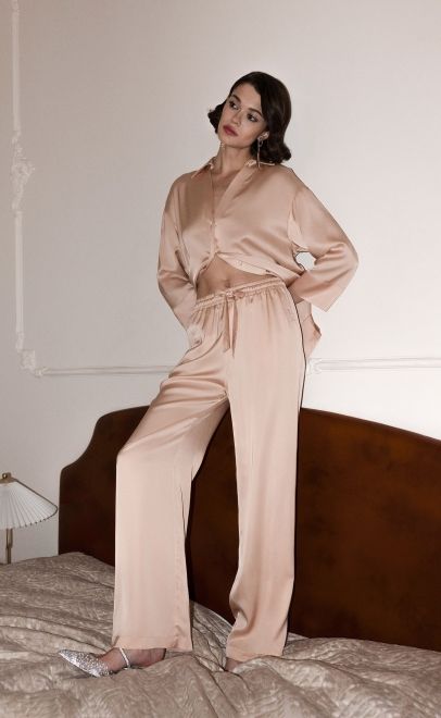 Костюм с брюками женский песочный (62114-2) фото