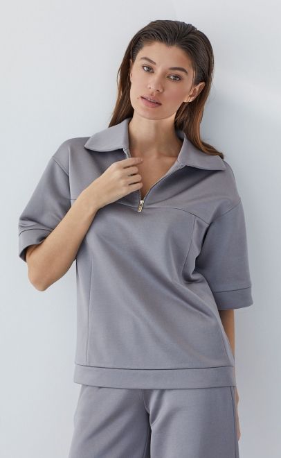 Джемпер летний женский серый металлик (30556-2) фото