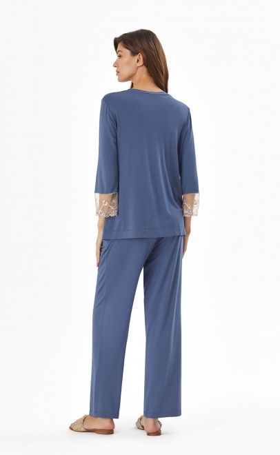 Пижама женская с брюками кобальтовый синий (52052) фото