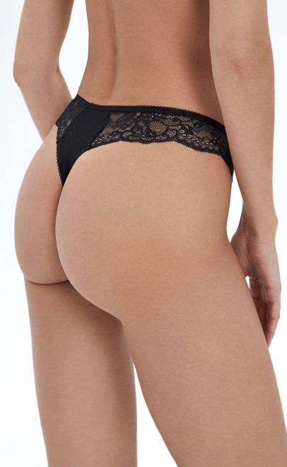 Трусики стринг женские чёрный (S-201-1) фото