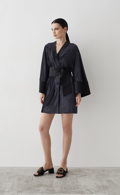 Халат домашний женский чёрный (20452-2) фото