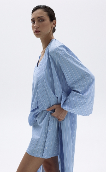 Пижама с шортами женская голубая (55494-1+55491-1) фото