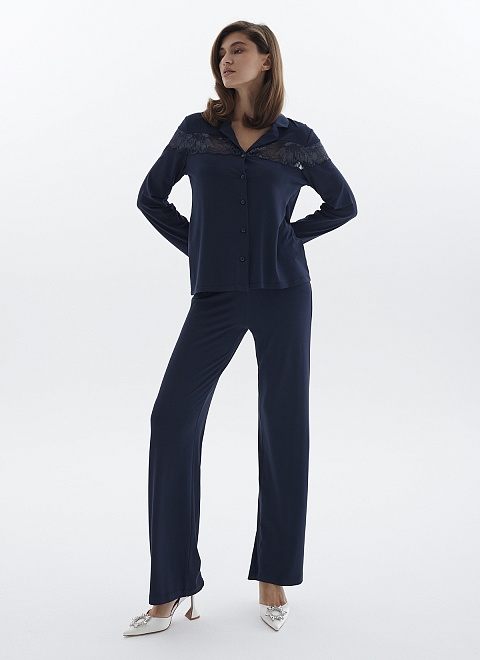 Пижама с брюками из вискозы фото