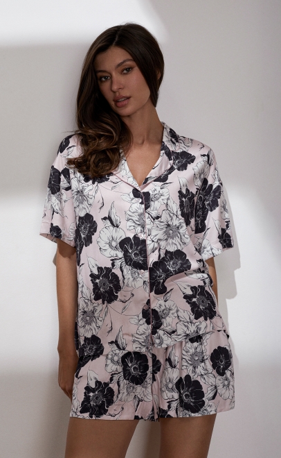 Пижама с шортами чёрно-белый (56526-1-1) фото