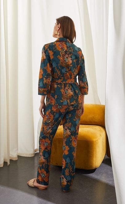 Пижама с брюками из хлопка изумрудный (55429-1) фото
