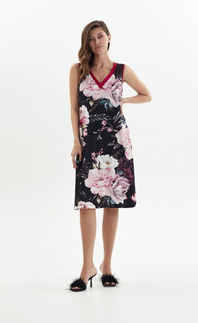 Сорочка женская из вискозы бордовые пионы (52041) фото