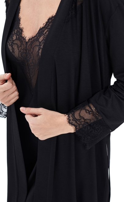 Сорочка из вискозы с кружевом чёрный (51558-2) фото
