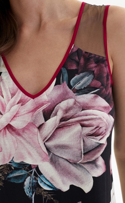 Пижама с шортами из вискозы бордовые пионы (52042) фото