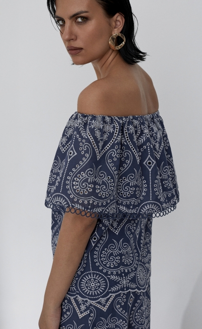 Топ женский тёмно-синий/белый (55474-3) фото