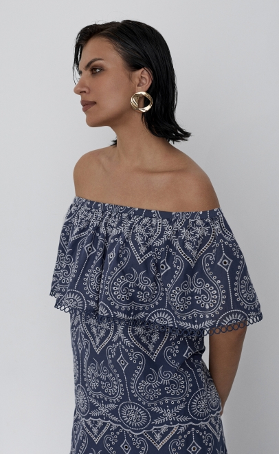 Топ женский тёмно-синий/белый (55474-3) фото