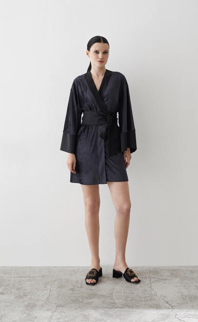 Халат домашний женский чёрный (20452-2) фото