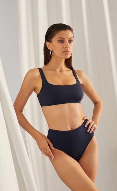 Верх купальника-лиф майка, укороченный, без застежки и съемным вкладышем тёмно-синий (212056L) фото