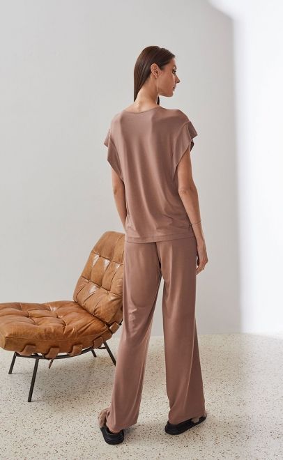 Топ пижамный с кружевом бежевый (51967-1) фото