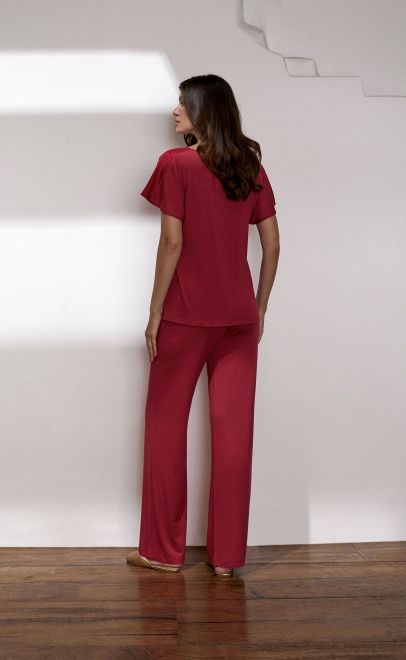 Пижама с брюками женская вишневый (62123-2) фото