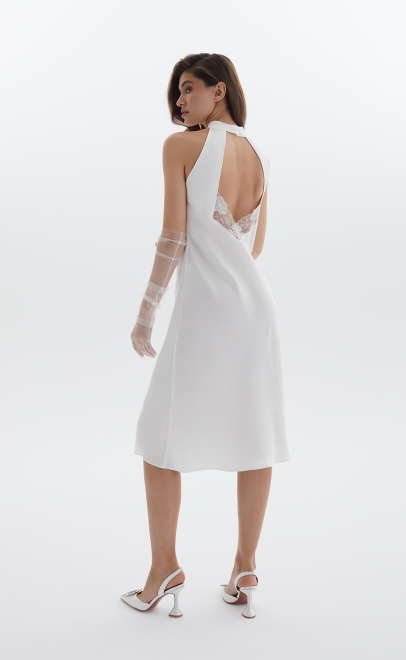 Сорочка женская из вискозы с кружевом белая лилия (61799-1) фото