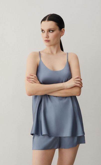 Пижама с шортами женская голубой стальной (61888-5) фото