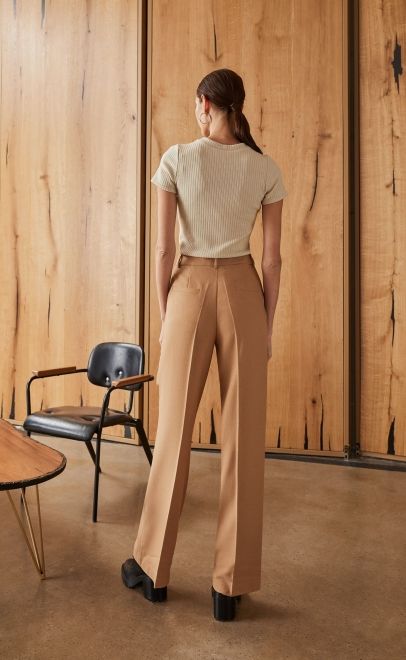 Брюки прямые женские бежевый (13005-1) фото
