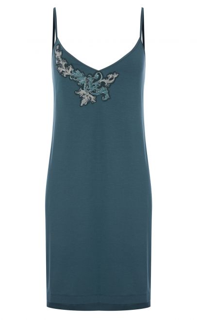 Сорочка женская с декором тёмный изумруд (51982) фото