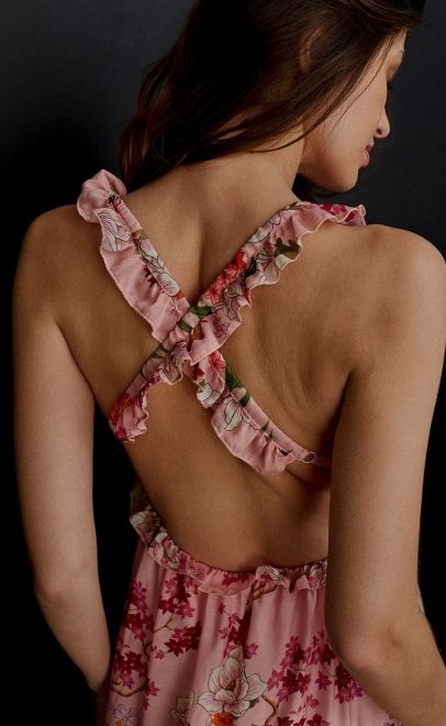 Платье летнее женское цветочный принт на розовом (62073) фото