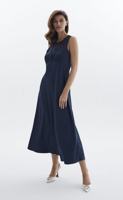 Сорочка женская с кружевом полуночный синий (60556-1) фото