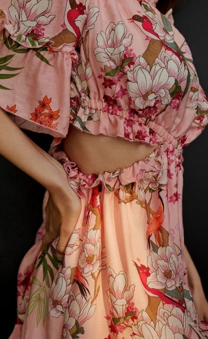 Платье летнее женское цветочный принт на розовом (62074) фото
