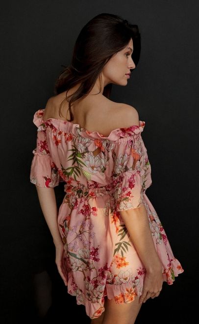 Платье летнее женское цветочный принт на розовом (62074) фото