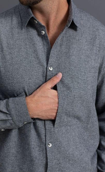 Рубашка домашняя мужская серый меланж (55389-1) фото