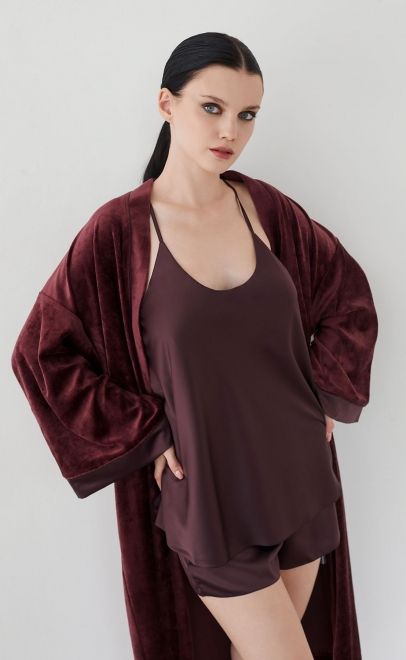 Пижама с шортами женская темный шоколад (61888-2) фото