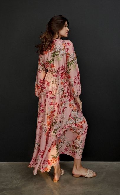 Платье летнее женское цветочный принт на розовом (62072) фото