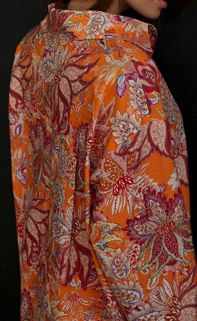 Рубашка-туника женская цветы на оранжевом (55458-1) фото