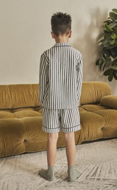Пижама для мальчика с шортами из хлопка сине-белый (55364+55366) фото