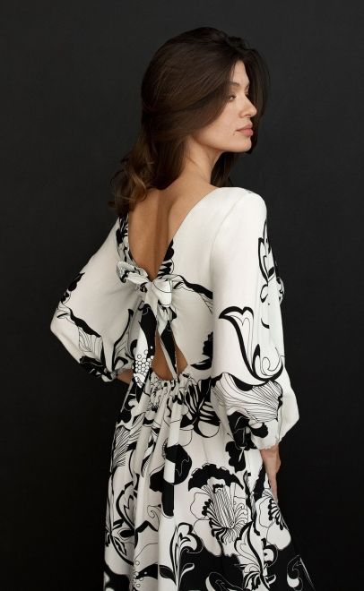 Платье летнее женское чёрно-белые цветы (61895) фото