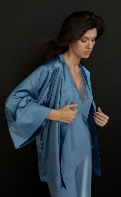 Пижама с брюками женская небесно-голубой (52106) фото