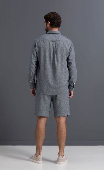 Рубашка домашняя мужская серый меланж (55389-1) фото